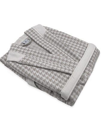 Accappatoio con cappuccio pied de poule beige