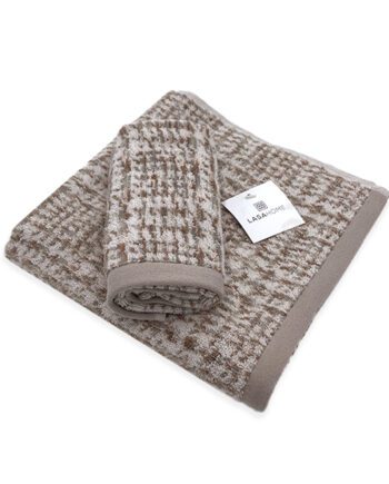 Asciugamani  coppia in spugna Principe di Galles beige