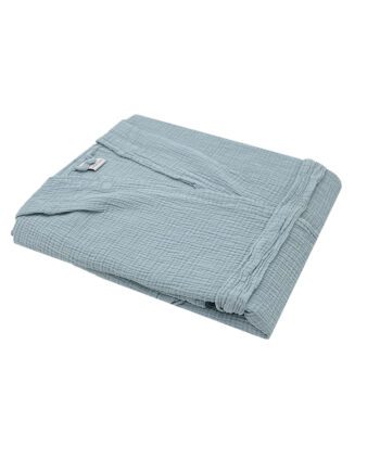 Accappatoio con cappuccio in garza di cotone azzurro Lasa Home