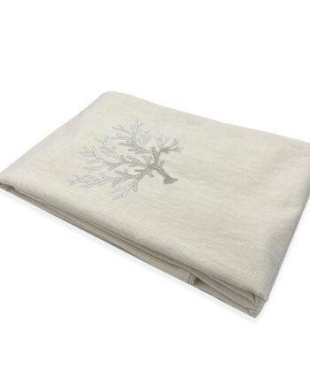 Copriletto Corallomania lino cotone ricamato bianco naturale Mastro Raphael