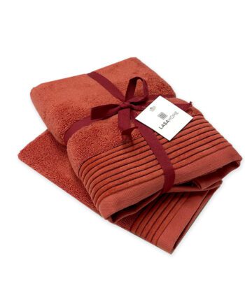 Asciugamani coppia in Spugna Arancio Mattone